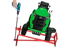 LESANM Lawn Mower Lift Jack, Lifting Platform 882 Lbs Capacity Telescopic Maintenance Jack for Garden Tractors and Riding Lawn Mower with Manual Handle & Power Tool Extension Handle - Red