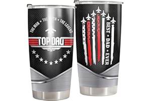 34HD Christmas Gifts for Dad, Pilot Dad Tumbler with Lid 20 oz Stainless Steel, Air Force Mug, Birthday Gifts for Dad from Daughter Son