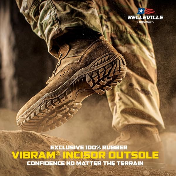 BELLEVILLE FLYWEIGHT C320 TACTICAL BOOT – LIGHTWEIGHT TACTICAL BOOTS FOR MEN – VENTILATED DESERT DESIGN – FULL-GRAIN CATTLEHIDE LEATHER – VIBRAM INCISOR OUTSOLE – COYOTE – 10.5