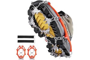 Pnosnesy Walk Traction Cleats,24 Spikes Crampons for Shoes,Ready Ice Cleats - Unisex with Durable Alloy Teeth for Outdoor Activities, Climbing Mountaineering,Walking,Hiking