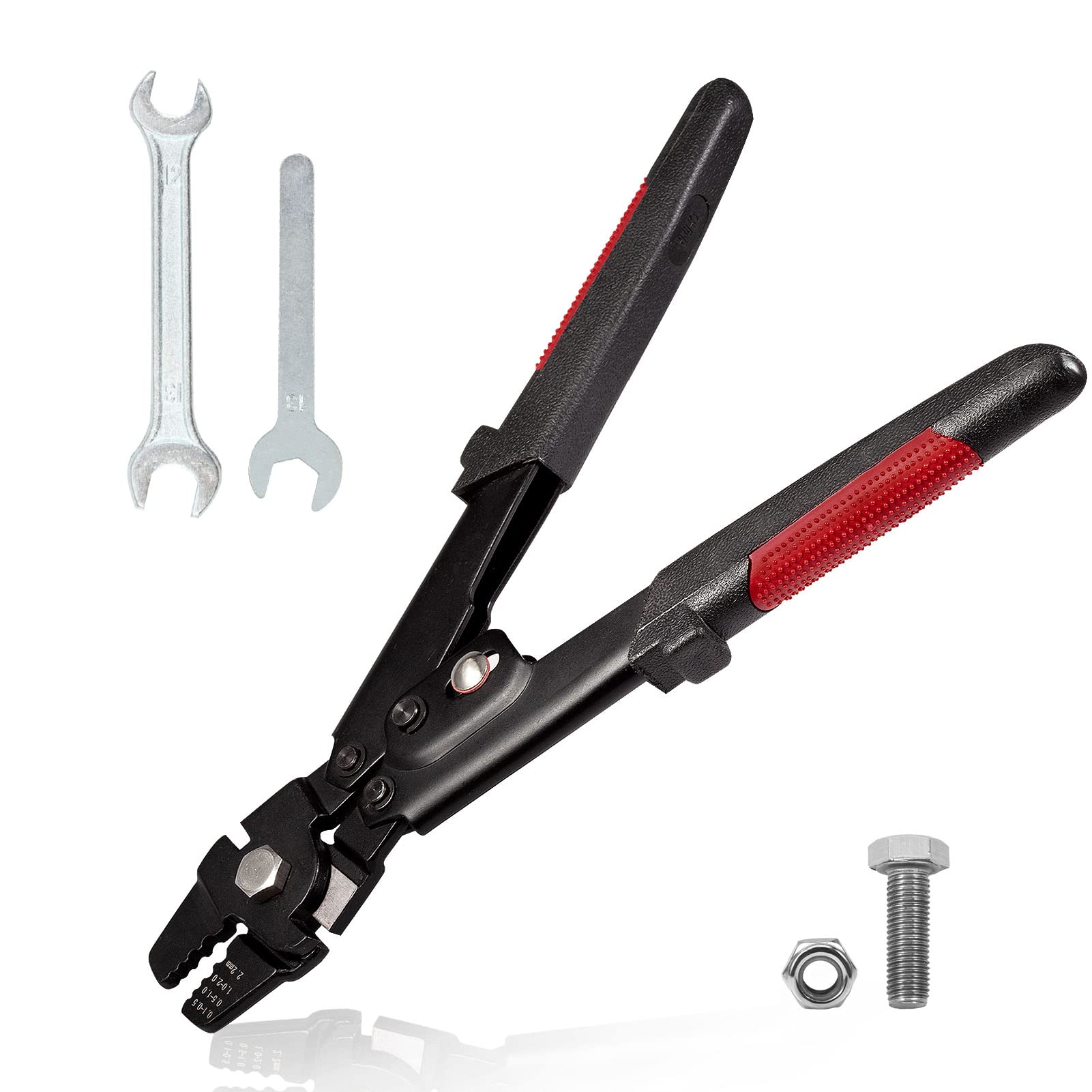 LEONTOOL Fishing Wire Rope Crimping Tool with Wire Cutters 10-Inch Heavy Duty Cable Crimping Tool Aluminum Crimping Sleeves Fishing Crimping Tool for Copper Aluminum Wire Loop Sleeve 0.1mm-2.2mm