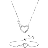 Infinite Love Necklace & Bracelet set for women, S925 Sterling Silver Charm Jewelry set, Infinity Heart pendant charm, Thin, Non tarnish, Trendy, Simple, Dainty, Elegance, Jewelry gift for her