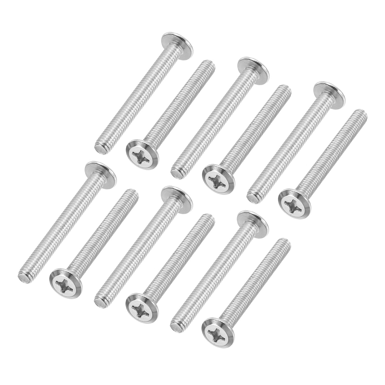 PATIKIL Flat Round Head Phillips Screws, 8 Pack M6-1 x 50mm Binding Screws 304 Stainless Steel 18-8 Full Thread, Phillips Drive Machine Screw Furniture Screw Connector Bolts