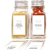 Lovable Labels Farmhouse Spice Jar Labels - Minimalist 184 Preprinted + 8 Blank Write-on Stickers Dishwasher Save & Waterproo