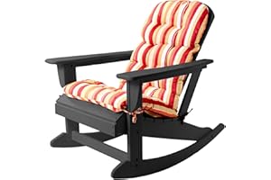 Sundale Outdoor Adirondack Rocking Chair with Cushion, HDPE Patio Plastic All Weather Adirondack Rocker, Water Resistant for 