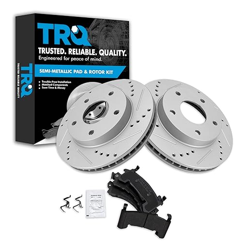 TRQ Brake Pad & Performance Rotor Kit Metallic Front or Rear Compatible with Cadillac Chevy