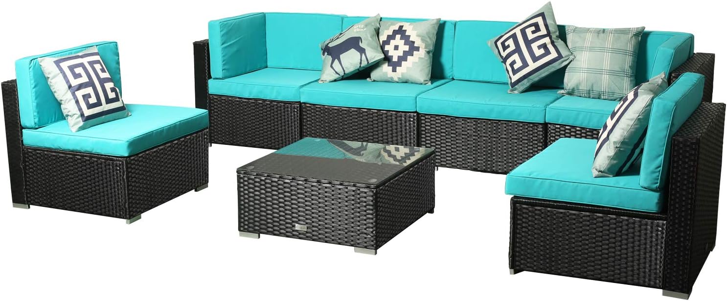 5pcs Red Without Ottoman W Tea Table Eclife Outdoor Rattan Sofa 5 Pcs Set Patio Pe Wicker Black Sofa Couch Furniture Set Removable Cushions W 4 Pillows Sofa Covers