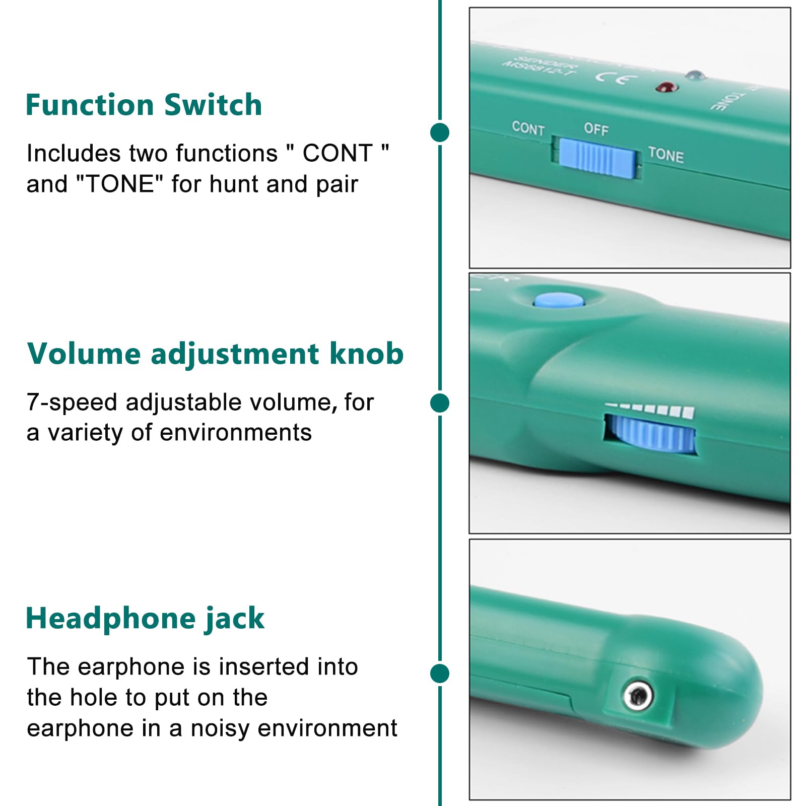 MS6812 Cable Tracker Kabelbruch Suchgerät, BYZESTY Multifunctional Cable Checker Wire Cable Tester, Cable Checker Leitungssucher, Leitungssuchgerät Für Netzwerk Wartung Collation, Telefonleitungstest 5