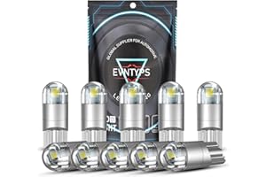 evntyps 194 LED Bulb White 6000K Super Bright for License Plate Lights 3030 Chips 168 2825 W5W T10 LED Bulb for Car LED Interior Lights Dome Map Door Courtesy Trunk Lights Bulbs,10pcs