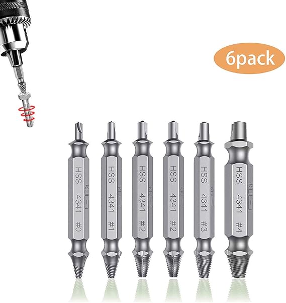 Damaged Screw Remover Set 6 Pcs Easy Out Stripped Screw and Damaged
