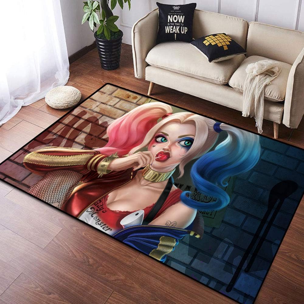 Coobal Harley Quinn Home Decoration Large Rug Floor Carpet Yoga Mat, playroom Rug for Children Kid Playroom Bedroom 4x6 Foot(122cmx182cm)