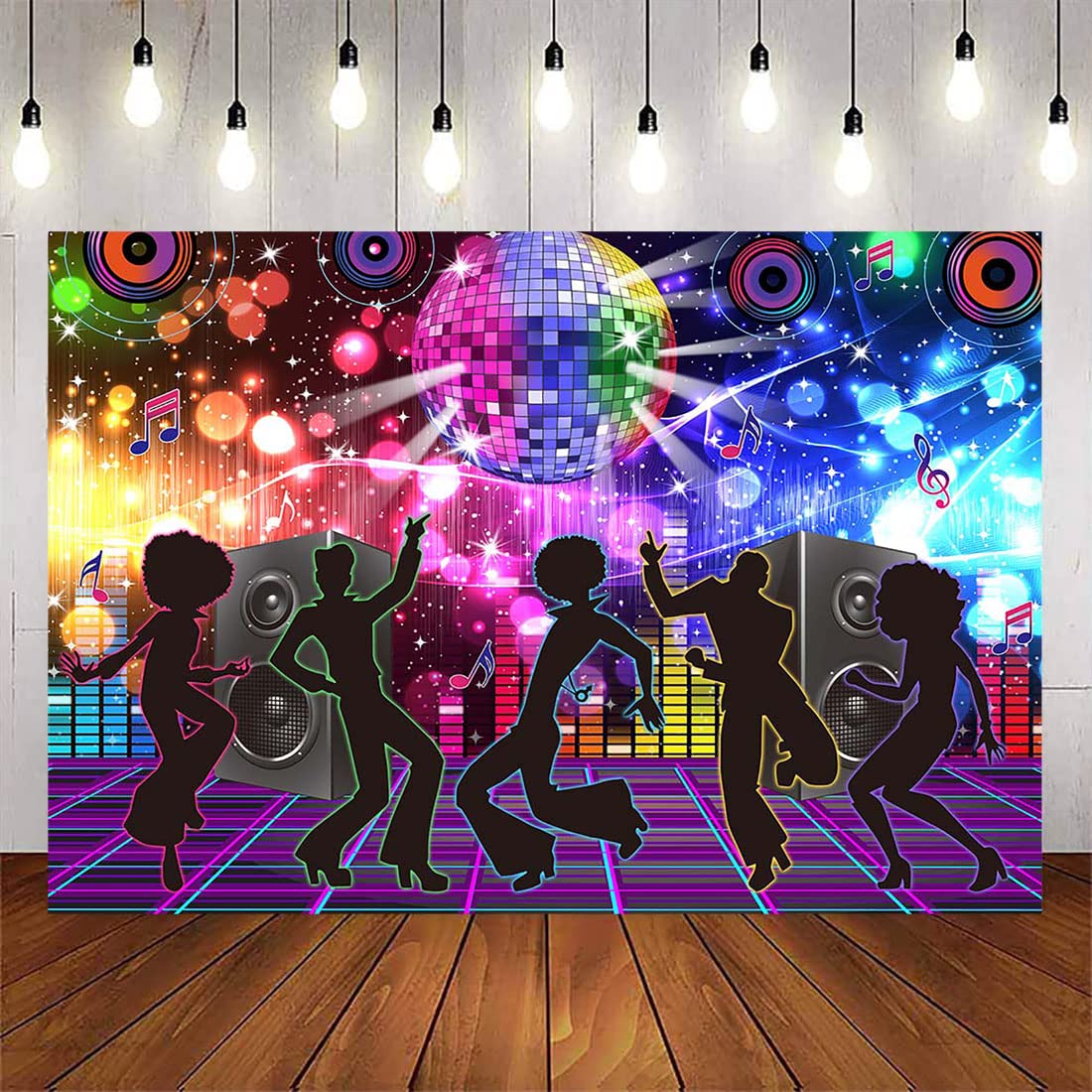 Photo 1 of Avezano Retro 70s Theme Disco Party Backdrop 70's Boogie Party Background Decorations 1970s Hippie Birthday Party Backdrop Favors Disco Fever Banner Supplies (Black, 83x59inch)