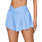 IUGA Athletic Shorts for Women High Waisted Workout Running Shorts Crossover Flowy Butterfly Preppy Clothes Skorts for Woman