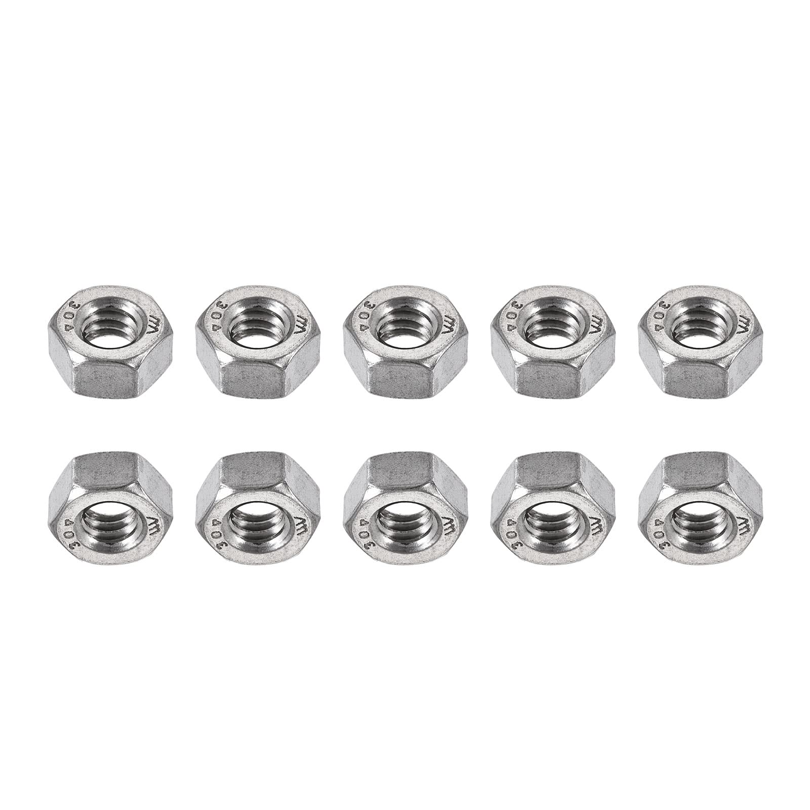 DTGN 1/4-20(UNC) Hex Nuts - 10Pack - Good for Home Garage Repair - 304 Stainless Steel Hexagonal Nuts - Silver Tone