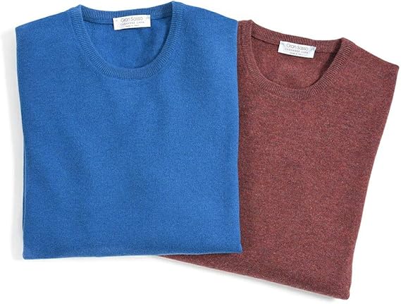 Amazon グラン サッソ Cashmere Lana ニット セーター クルーネック 長袖 メンズ ウール カシミヤ 無地 イタリア ブランド A ブルー 52 並行輸入品 セーター 通販