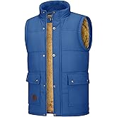 Cotrasen Men's Winter Warm Vests Outerwear Casual Fleece Lined Vest Puffer Sleeveless Jacket