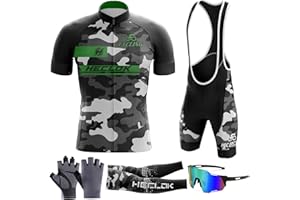 HECLOK Men's Summer Short Breathable Bike Shirt Quick-Dry Bib Short Kits GEL Paddad，2024 Newest Cycling Jersey Set