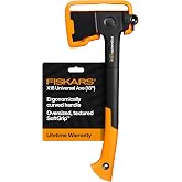 Fiskars X18 Universal Axe 18", for Chopping Kindling &amp; Splitting Wood | Improved Head Design, Low-Friction Coated Steel Blade to Cut Fresh Wood, Ergonomic Curved Handle, Yard Maintenance