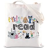 KUIYAI Read Book Tote Bag Teacher Appreciation Canvas Bag Best Teacher EverGift Book Character Gift Teacher Life Gift