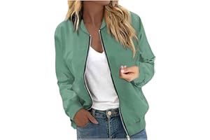 AAZJSS Women's Casual Floral Zip Up Bomber Jacket Spring Long Sleeve Coat Stand Collar Lightweight Short Outwear Tops