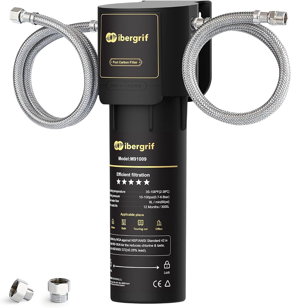 Ibergrif M91009 Undersink Water Filter NSF Certified Chlorine Lead Fluoride