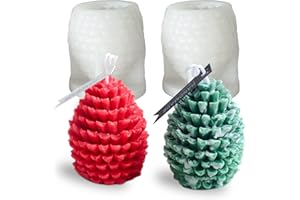 JAPLEED 2Pcs 3D Pine Cone Candle Molds Silicone Resin Candle Mold Christmas Pinecone Candle Soap Beeswax Fondant Chocolate Mould for Epoxy Resin Concrete DIY Gift Ornament Mold Autumn Table Home Decor