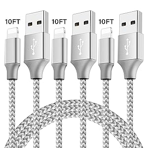 iPhone Charger Cable, MFi Certified 3Pack 10FT iPhone Charger Cable Nylon USB Fast Charging Cable with Compatible iPhone 12/Max/11Pro/11/XS/Max/XR/X/8/8P/7 and More