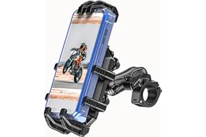 LOKTENWO Motorcycle Phone Mount with Vibration Dampener & Secure Lock, [Size Adjustable] [Larger & Thicker Phones Friendly ] Handlebar Cellphone Holder for ATV Scooter for 5.7''-8.5'' Smartphone