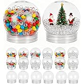 20pcs DIY Snow Globe Water Globe 2.4 Inch Clear Plastic Fillable with Screw Off Cookies Candy Jar for DIY Crafts and Customization Home Decoration