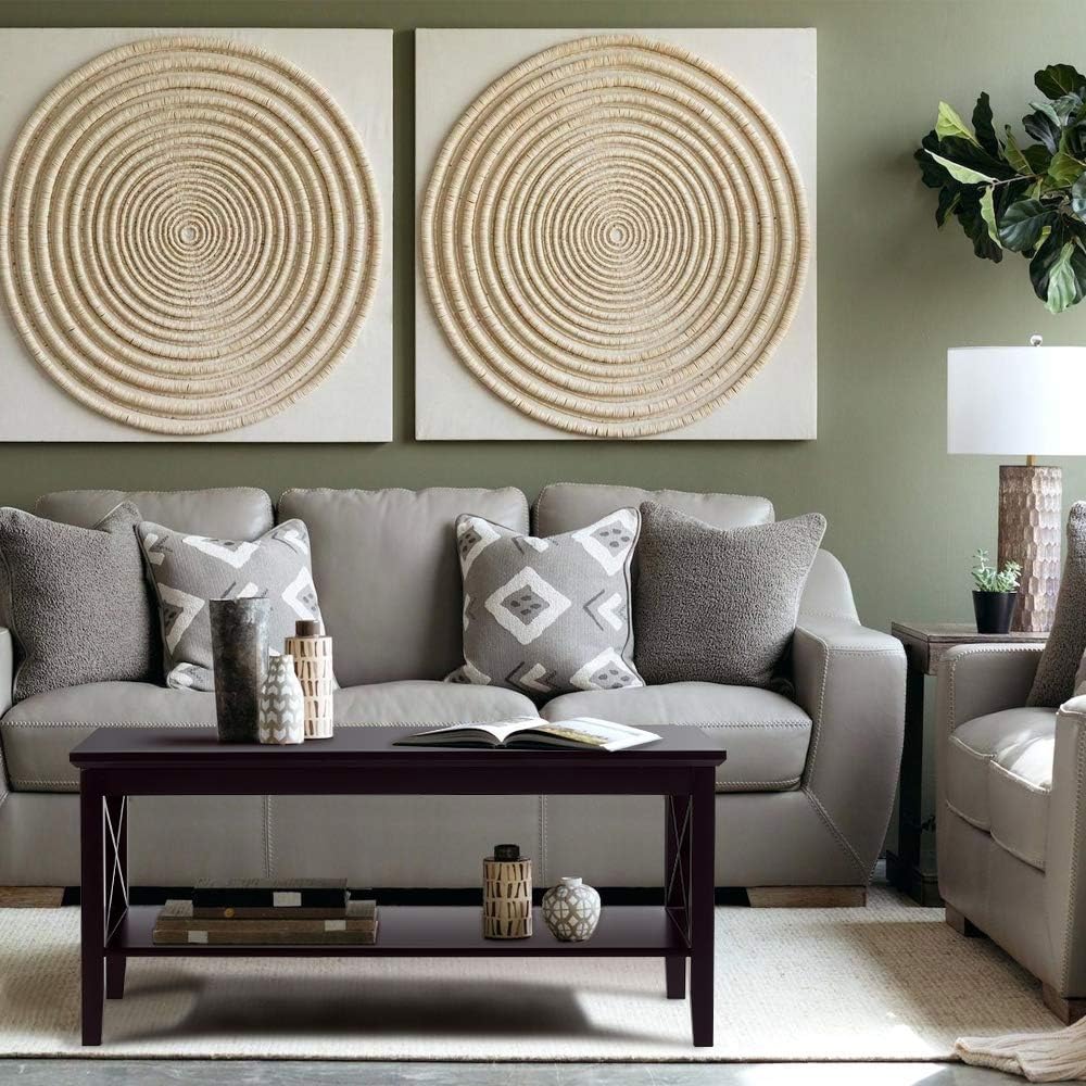 ChooChoo X-Design Coffee Table with Storage Shelf Accent Furniture for Living Room Espresso: Kitchen & Dining