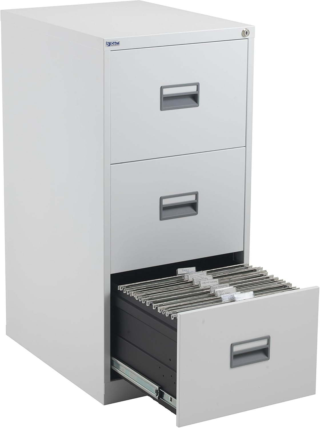 Talos Heavy Duty Steel Filing 40 kg Drawer Tolerance, White, 3
