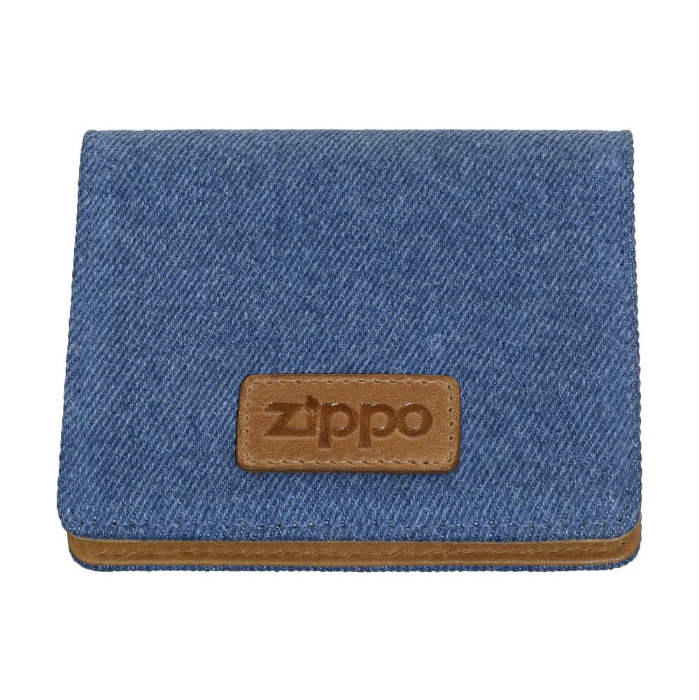 Zippo - Card Case, Denim, Blue/Brown, Credit Card Holder for Women and Men, 4 Card Slots, 3 Slip Pockets