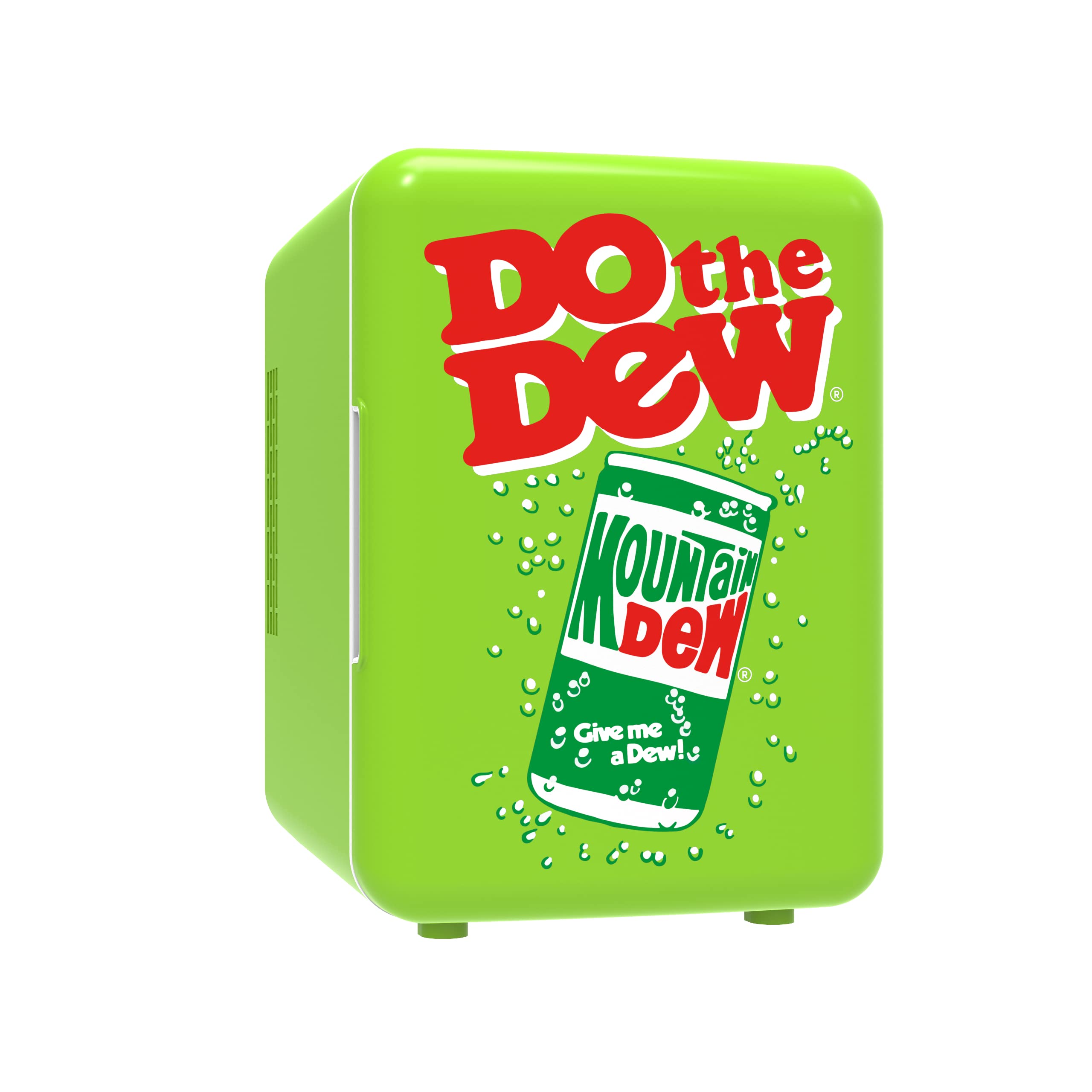 CURTIS MIS151MD Mountain Dew Retro, Mini Portable Compact Personal Fridge Cooler, 4 Liter Capacity Chills Six 12 oz Cans, 100% Freon-Free & Eco Friendly, 6, White/Green