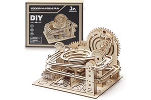 SainSmart Jr. 3D Wooden Puzzles for Adults, Marble Run Wood to Build, Mechanical Model Building Kit, DIY Gift for Aged 14+, Roller Coaster, 100-MR01