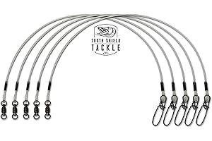 5 Pack 100 lb. 12" Premium Fluorocarbon Tooth Shield Tackle Musky Leaders Muskie Pike Leader (Ball Bearing Swivel)