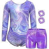 MOLLDAN Gymnastics Leotard for Girls Long Sleeve Biketard Unitard Tumbling Activewear for Kids