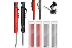WVD 2 Pack Carpenter Pencil with Pen Cap and Sharpener, Mechanical Construction Pencil with 26 Pcs Refills, Crayon Constructi