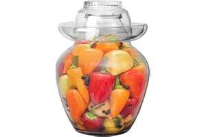 URBAN TREND Large Traditional Sichuan Chinese Glass Fermenting Jar with Water Seal Airlock Lid, Glass Fermentation Crock for Pickling, Kimchi, Sauerkraut, and Fermentation (4.5 Liter, 155 Oz, 1.21 Gallons)