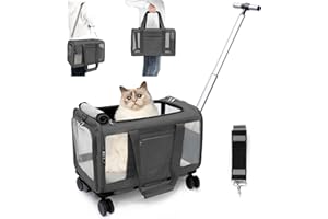 IDOTA Cat Carrier, Dog Carrier Airline Approved【Fit American/TSA/Delta/United Airline】 for Small Dogs or Large Cat, Cat Bag Carrier with Wheels, Folding Pet Carrier Under Seat for Walking Travel Vet Visits