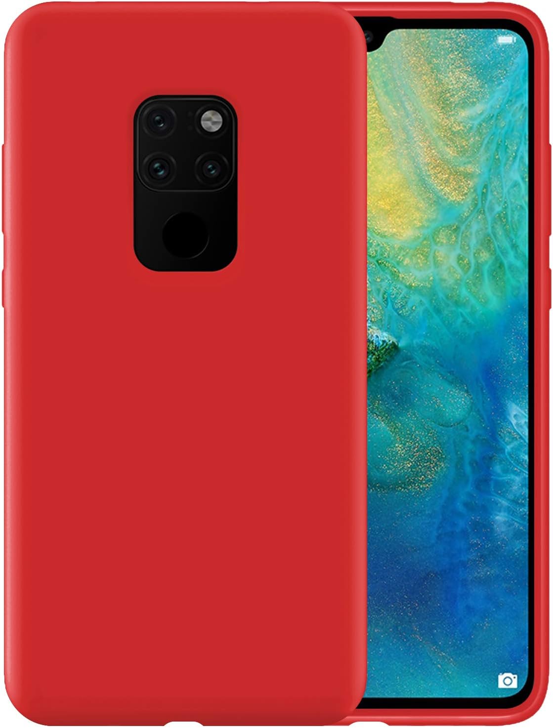 SCZW Liquid Silicone Phone Case for Huawei Mate 20 X/Full Body Protection/Shockproof/Gel Rubber/Cover Case Drop Protection Red