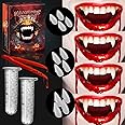 Vampire Teeth Fangs - 6 Pairs 3 Sizes Kids Vampire Fangs Halloween Accessories Party Cosplay Props Sharp Fake Teeth with Glue Kids Men Women Gift