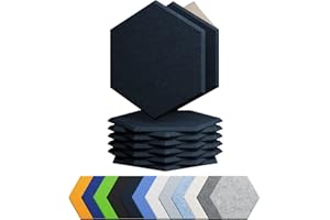 Amantech 12 Pack Acoustic Panels Self Adhesive Sound Proof Foam, High Density Sound Acoustic Panel, 12X10.23X0.4 Inch Hexagon Panels in Home, Office, Reccording Room, Studio,and more(Dark Blue)