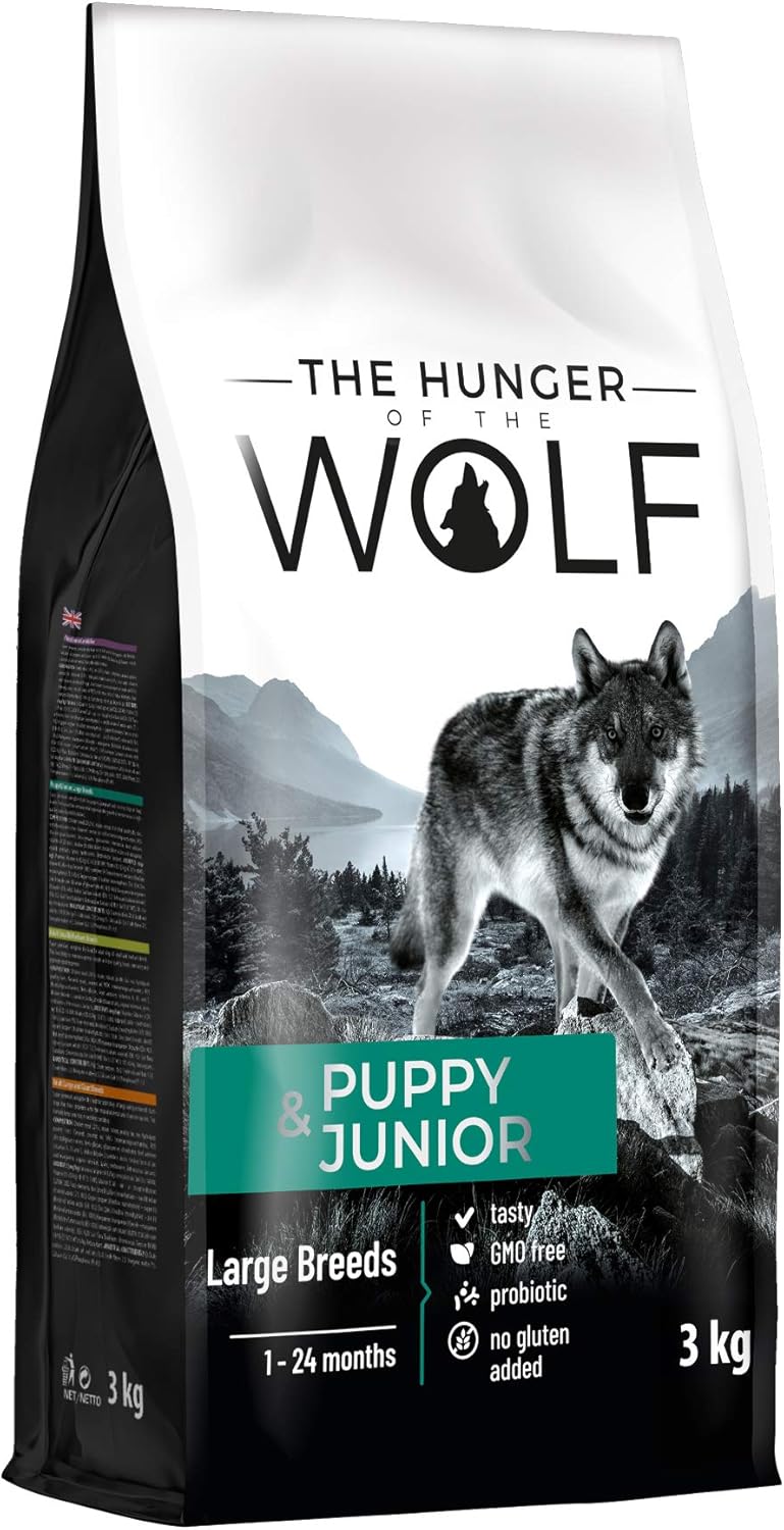 The Hunger of the Wolf Dry Dog Food - for Large or Giant Breeds Formula with High Content of Poultry Meat, Puppy and Junior Dogs - 3 kg