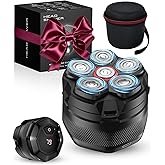 GLLAVA Head Shavers for Bald Men, 10000 RPM High-Speed 6D Magnetic Razor, IPX8 Waterproof Wet/Dry Shaving, Hypoallergenic Blades, LED Display & Storage Case, Inky Black Valentines Day Gifts for Him