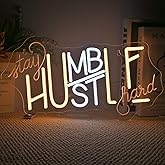 ineonlife Stay Humble Hustle Hard Neon Sign Accessories Light Up for Wall Decor Modern Led Sign for Gym Small Acrylic Art Decor for Office Bedroom Decorations