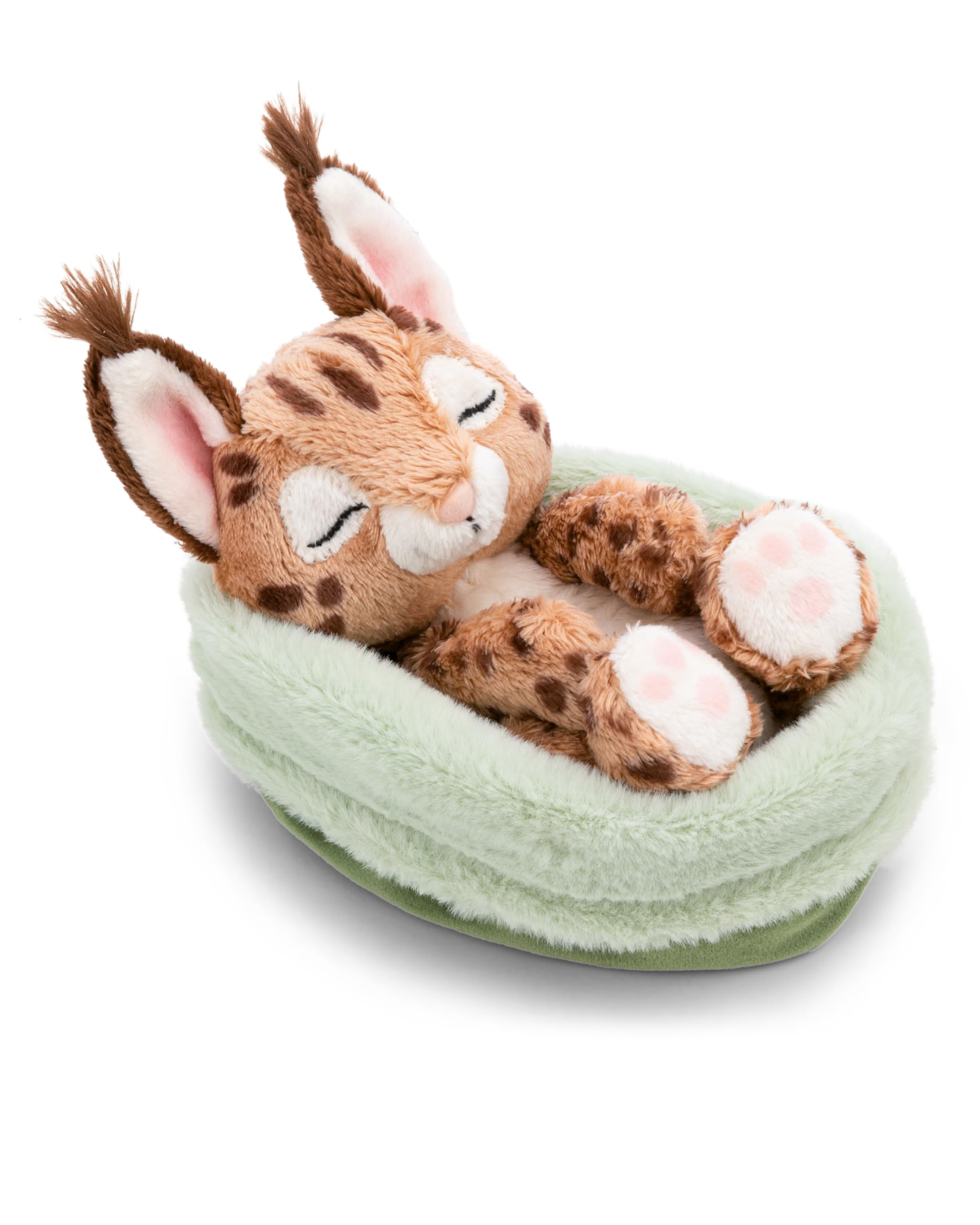 NICI Kuscheltier Karakal 12cm schlafend im Körbchen - braun - Stofftier aus weichem Plüsch, niedliches Plüschtier zum Kuscheln und Spielen, für Kinder & Erwachsene, tolle Geschenkidee - 62874