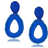 Statement Raffia Teardrop Dangle Earrings Boho Beaded Earrings Handwoven Drop Earrings for Women Jewelry Gifts