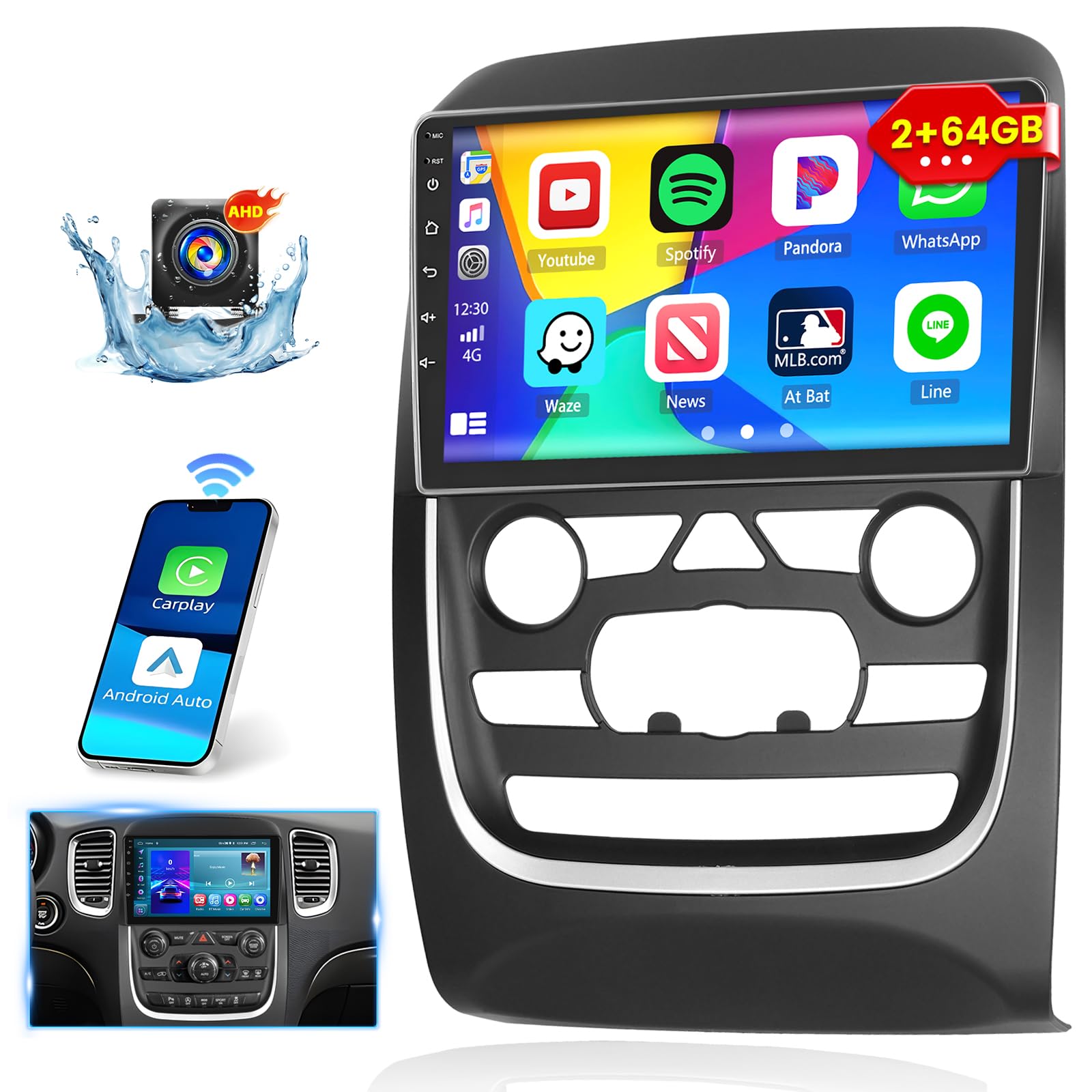 Photo 1 of [2+64GB] Inefala for Dodge Durango 2014-2020 Android 15 Car Radio Stereo with Wireless CarPlay Android Auto, 9 Inch HD Touchscreen with GPS WiFi Bluetooth FM/RDS SWC Canbus Backup Camera MIC