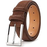 Ximraood Men's Genuine Leather Suede Belts Casual Dress Belt 1 3/8" Wide