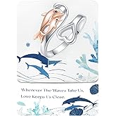 925-Sterling-Silver Heart Wave Dolphin Ring - Rose Gold Plated Mother Daughter Rings,Sea Ocean Cute Animal Dolphins Gifts for Women,Mothers Day Jewelry Gifts for Mom